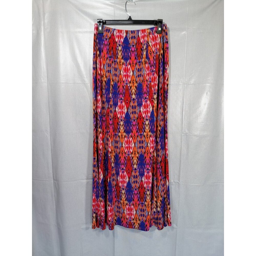 Susan Graver Maxi Skirt Small Slinky Stretchy Unique Art to Wear Multicolor Long